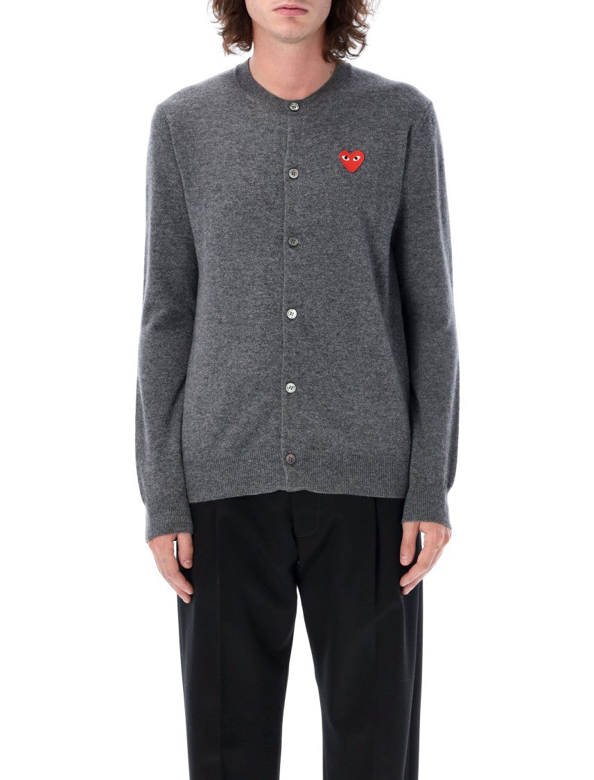 Comme Des Garçons Button-Up Knit Cardigan With Heart Patch Detail