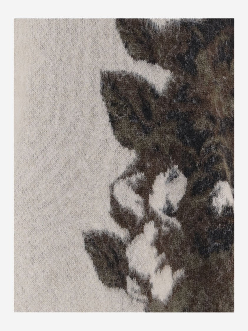 Pinko Fuzzy Abstract Floral Knit Sweater