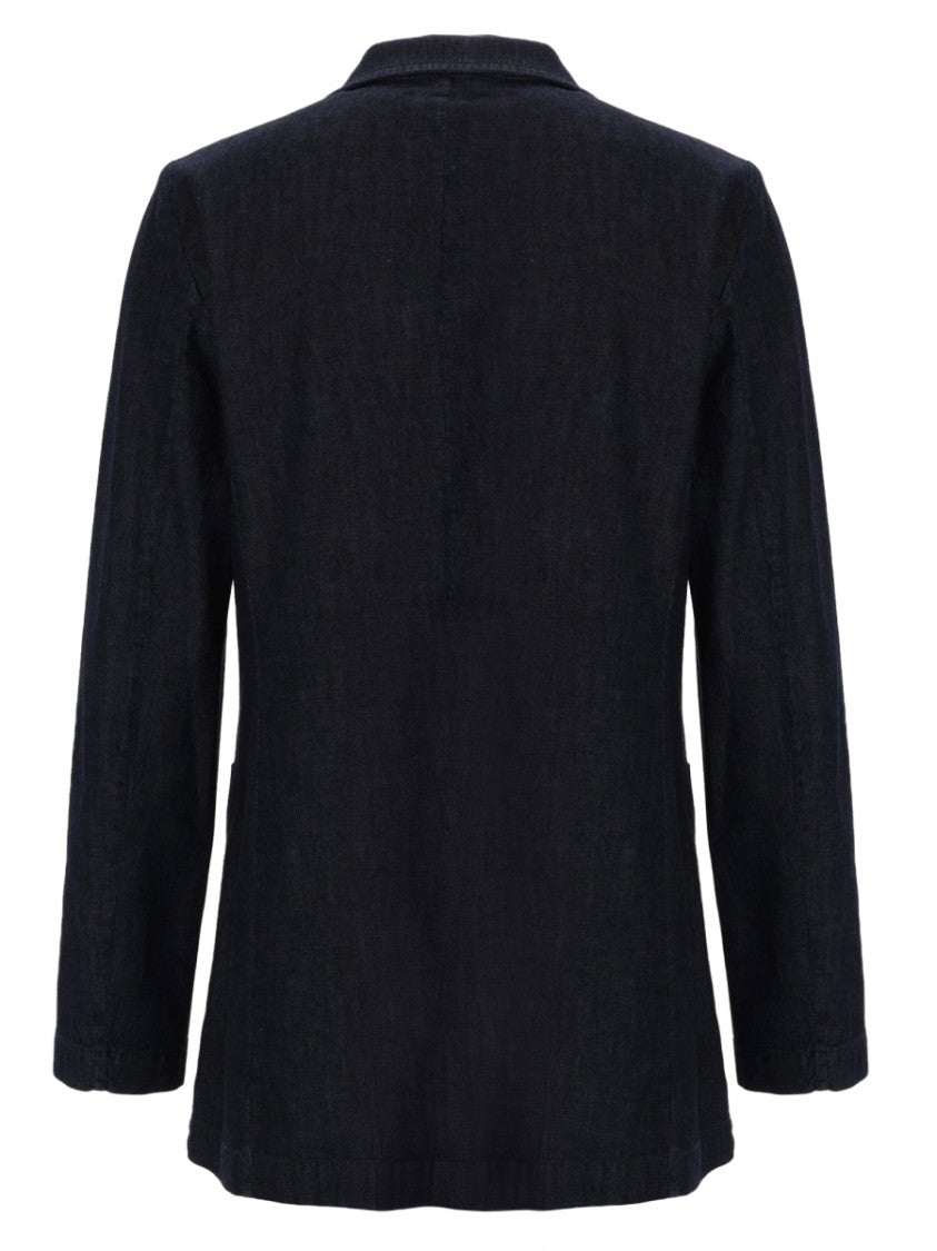 Aspesi Dark Denim Notch Lapel Cotton Jacket