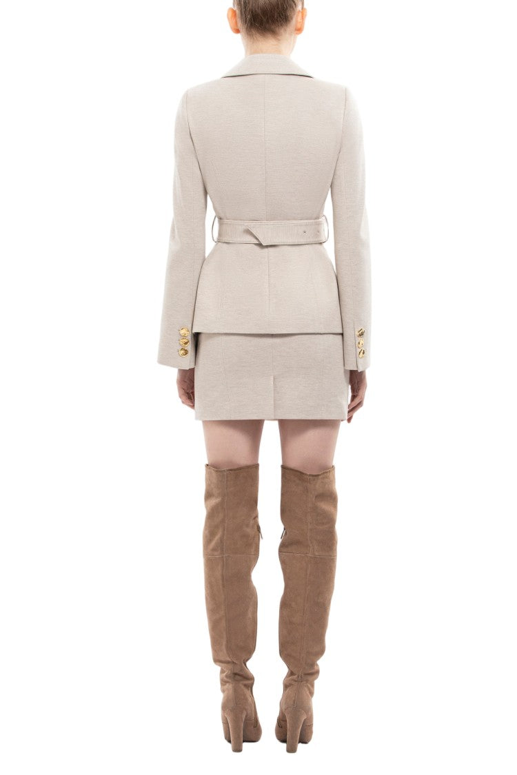 Saiid Kobeisy Ivory Fitted Short Tailored Skirt