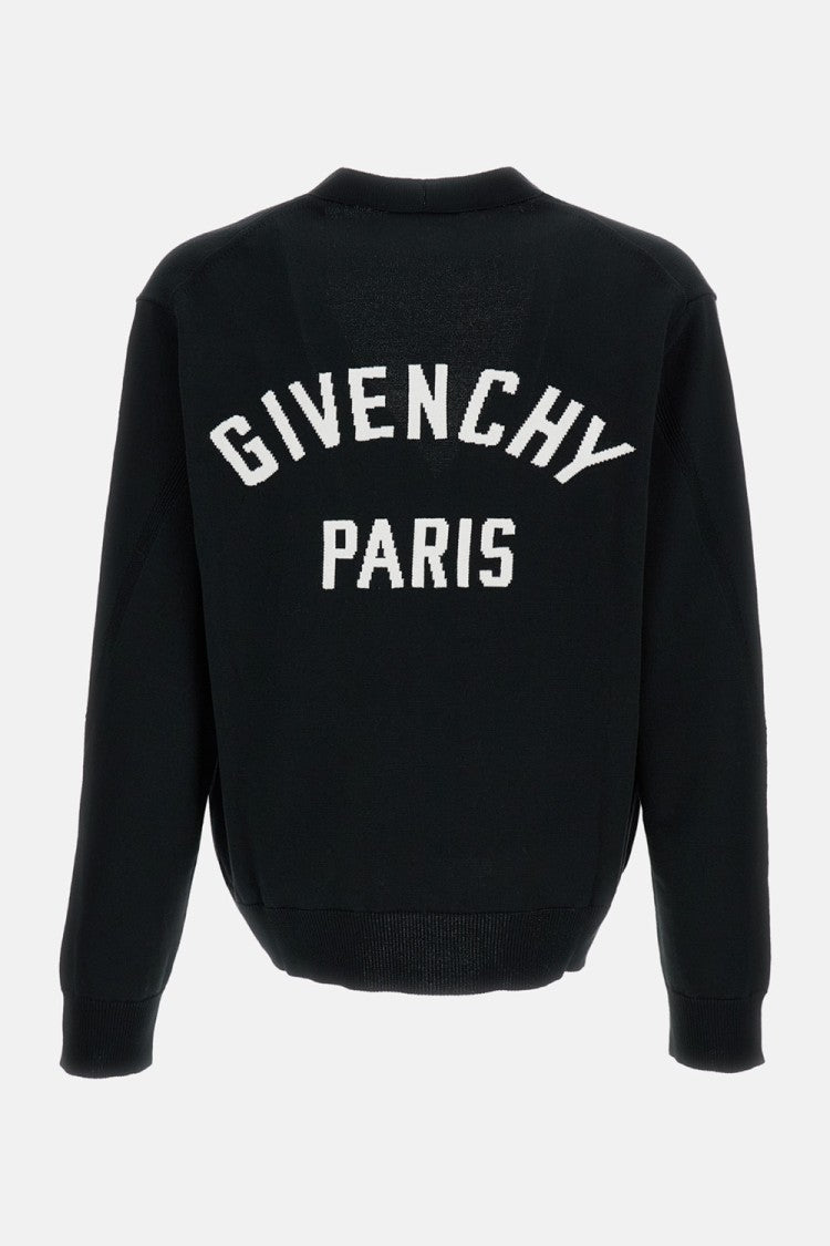 Givenchy Contrast Intarsia V-Neck Long-Sleeved Cardigan With Couture Seams
