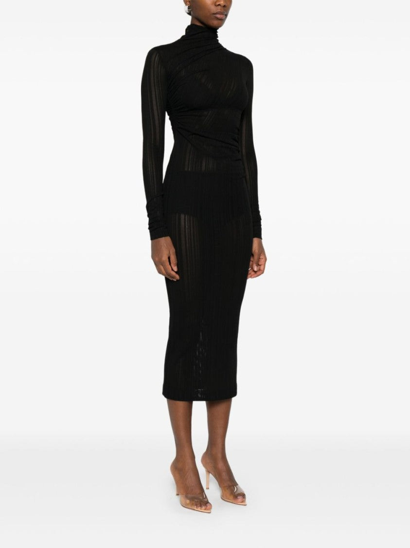 Amazuin Fitted Black Midi Dress
