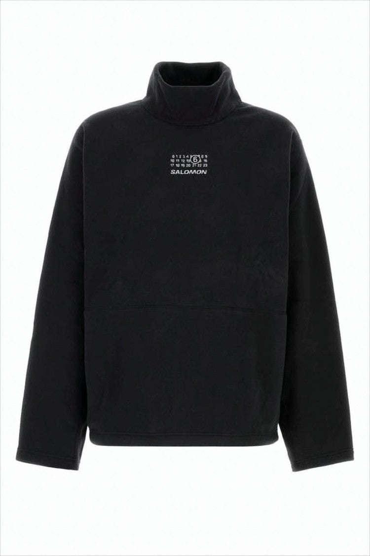 Mm6 By Maison Margiela Boxy Cropped Black Turtleneck