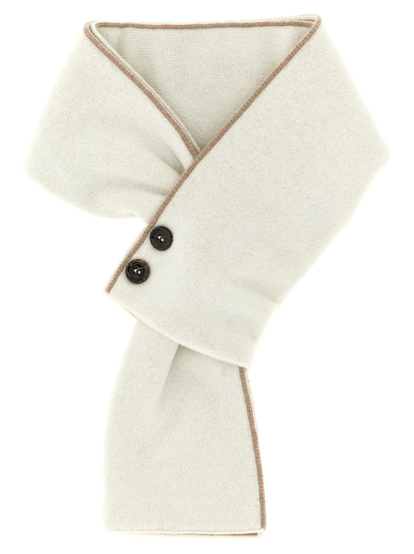 Moorer Twisted Mongolian Cashmere Scarf With Front Button Detail