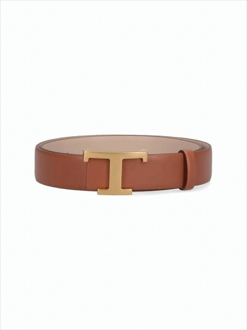 Tod's Brown Leather Belt With Gold-Tone Buckle Detail