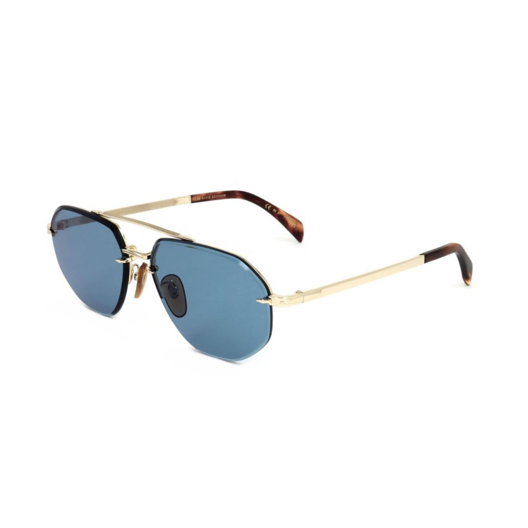 David Beckham Db 1101/G/S Geometric-Shaped Gold Metal Frame Sunglasses