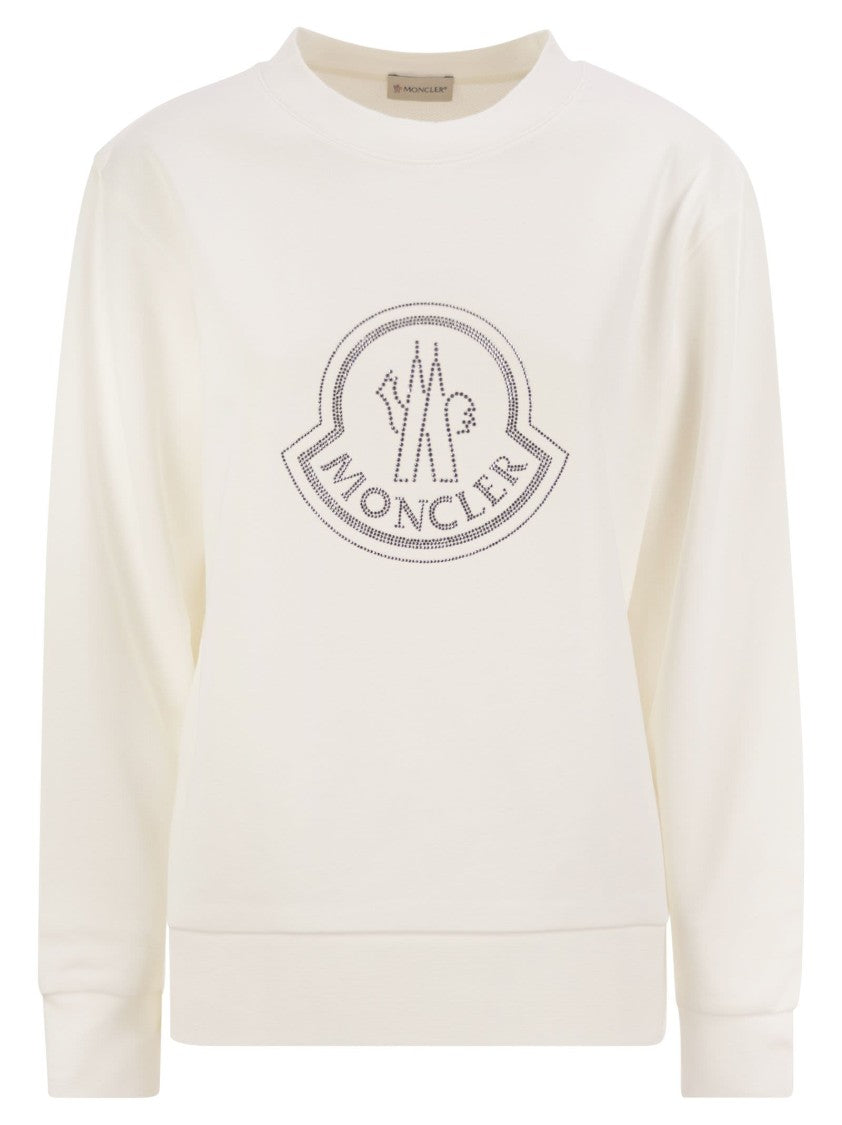 Moncler Cotton Jersey Sweatshirt With Crystal-Embellished Logo