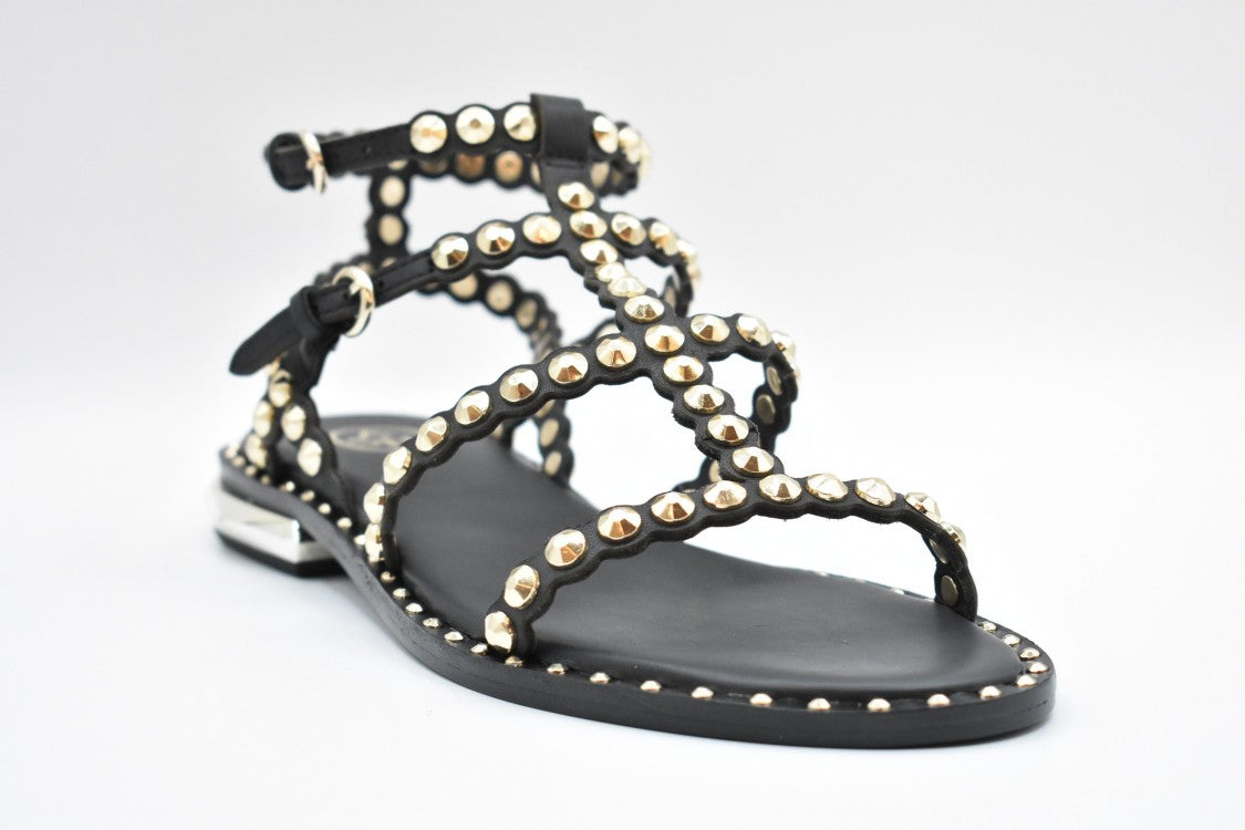 Ash Black Flat Sandals