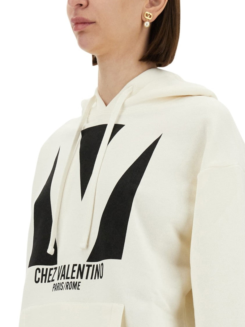 Valentino Cotton Hoodie With Large Graphic Print