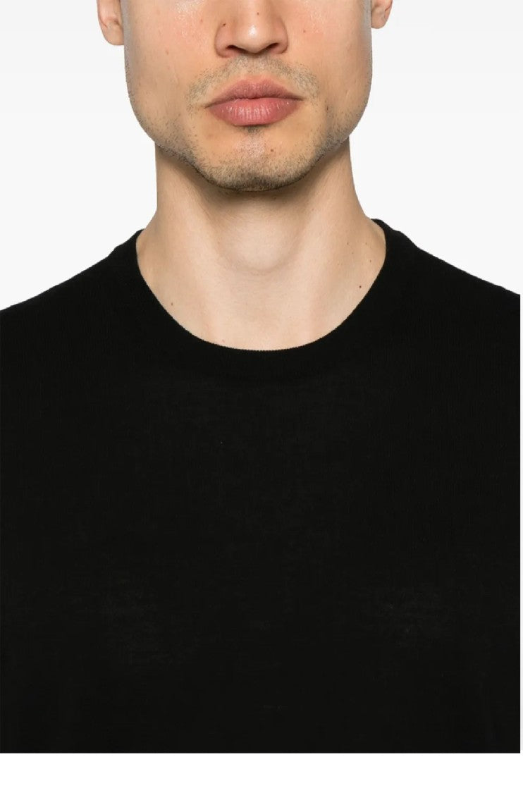 Tagliatore Classic Black Cotton T-Shirt With Crew Neck Design