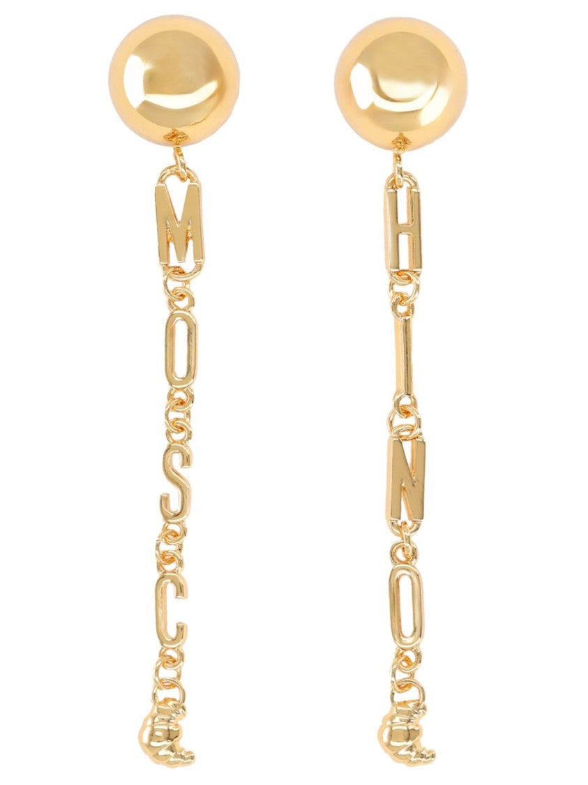 Moschino Linked Letters Gold Tone Earrings