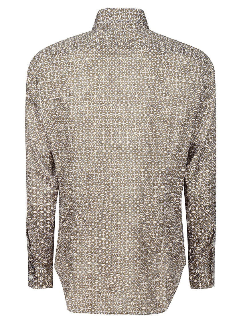 Fedeli Long-Sleeved Cotton Shirt With Floral Pattern