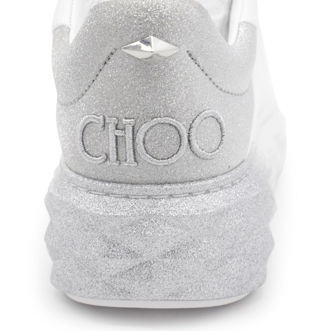 Jimmy Choo White Leather Lace-Up Sneakers