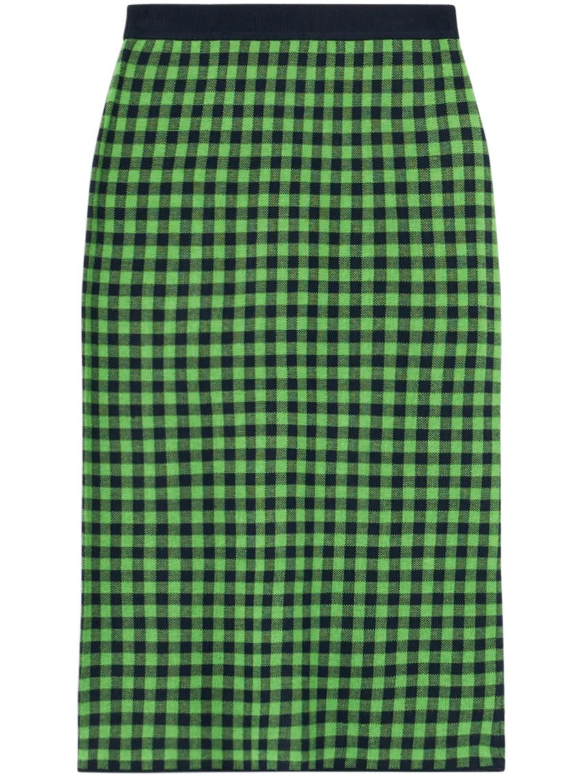 Guest In Residence Gingham Long Skirt With Solid Black Waistband
