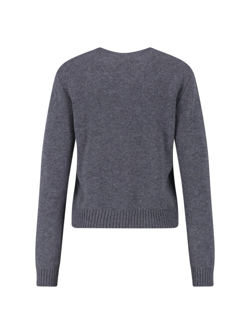 Lisa Yang Cropped Crew Neck Ribbed Knit Sweater