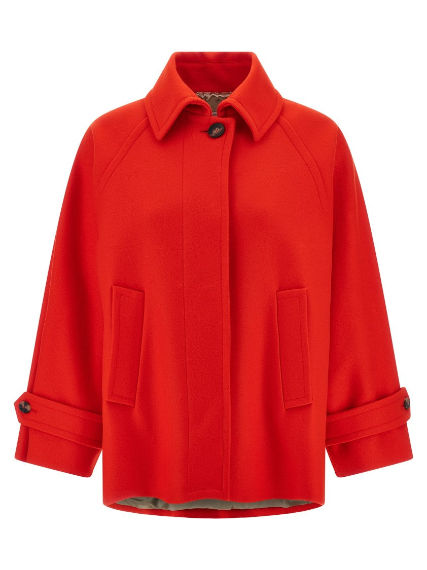 Alberto Biani Caban Coat With Monogram Viscose Lining