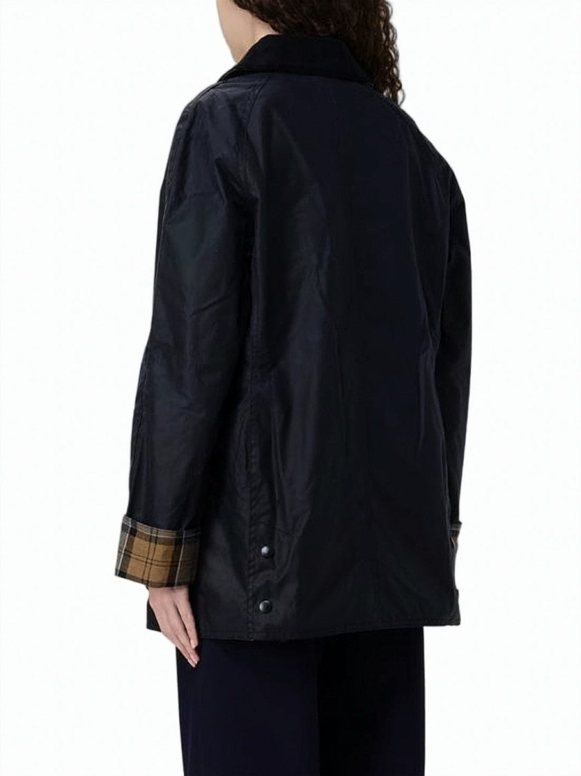 Barbour Matte Finish Waxed Cotton Jacket With Corduroy Collar
