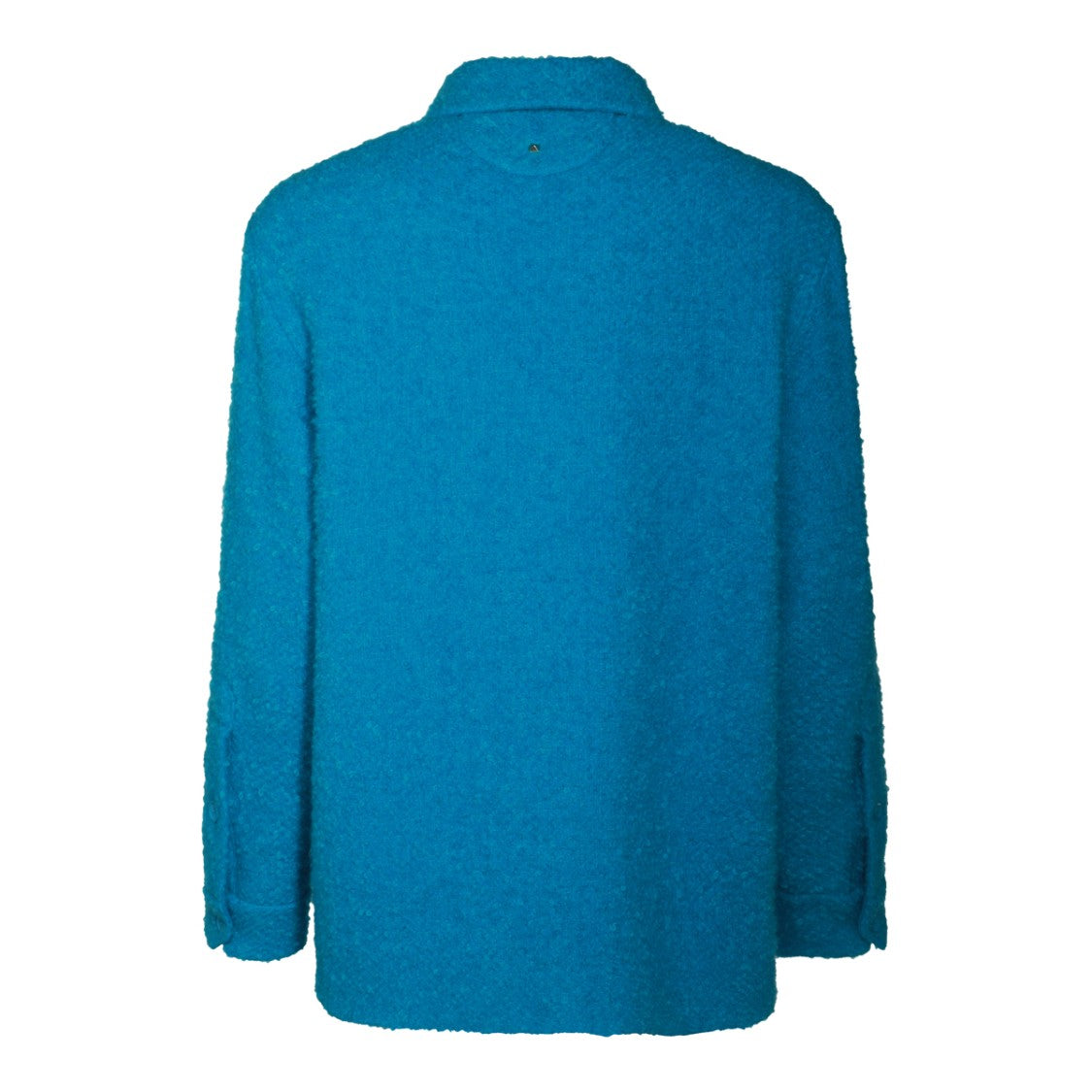 Valentino Blue Wool Down Jacket With Classic Design Elements