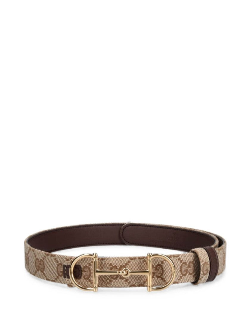 Gucci Slim Monogram Double D-Ring Canvas Belt