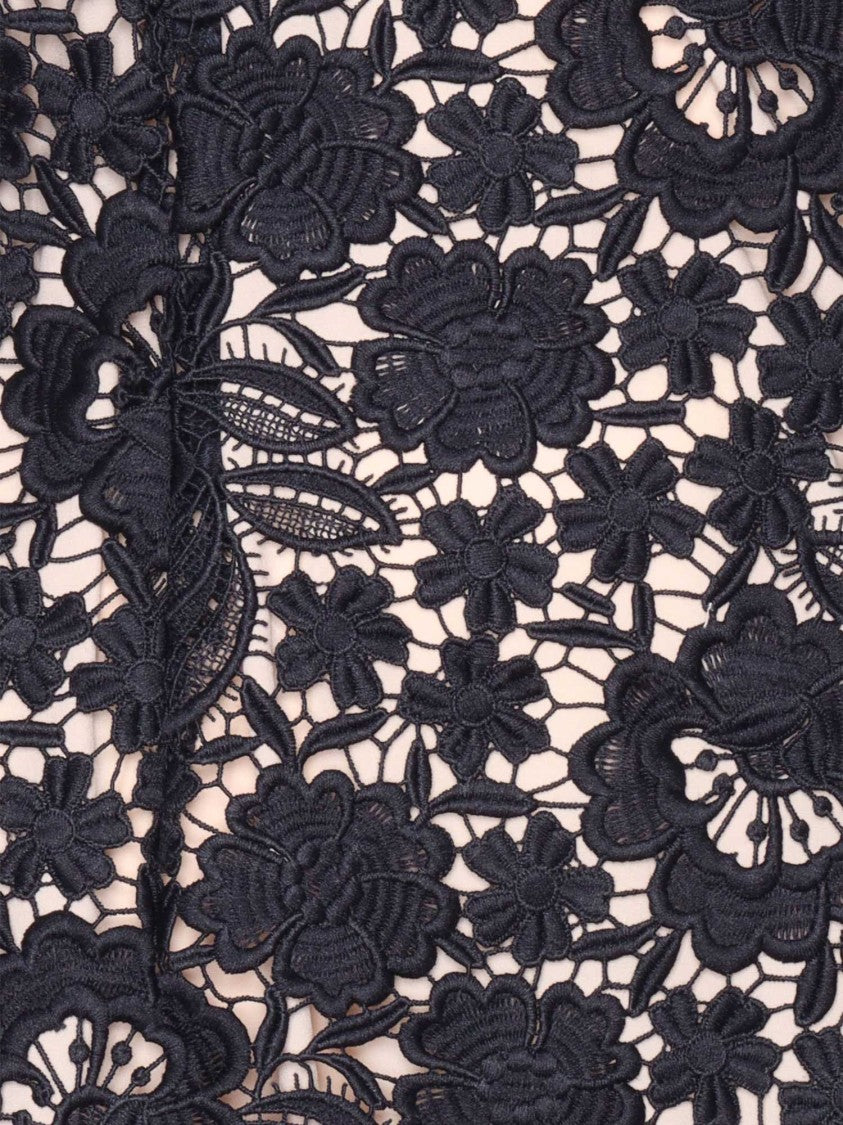 P.A.R.O.S.H. Fitted Midi Dress With Intricate Floral Lace Detailing