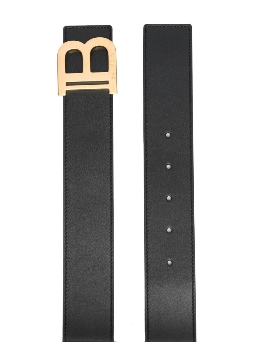 Balmain Black Leather Belt