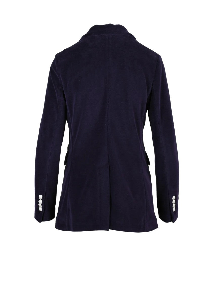 Circolo 1901 Velvet Double-Breasted Jacket With Wide Lapels And Gold-Tone Buttons