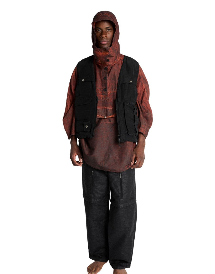 Origin Of Line Black Hemp Blend Garment Dyed Fishing Vest