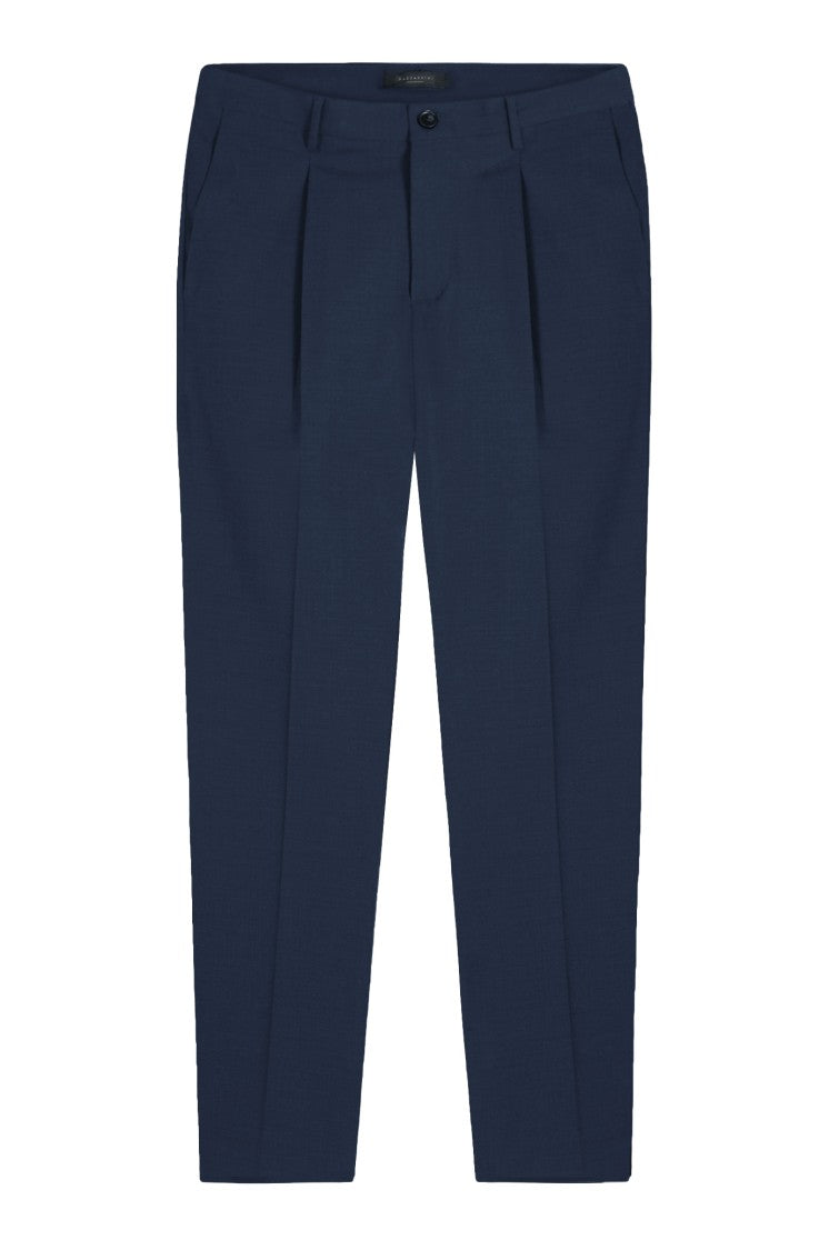 Gazzarrini X Michele Franzese Navy Wool Blend Trousers With Front Pleats