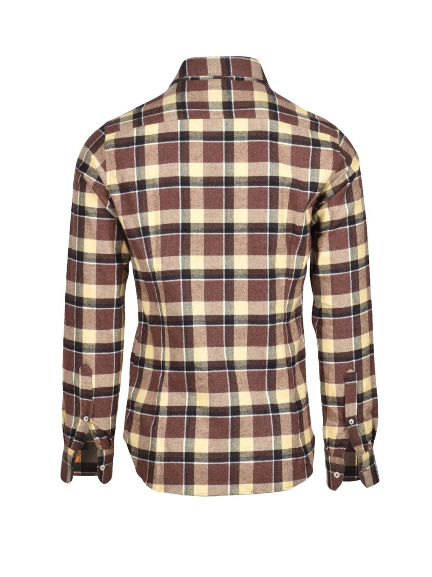 Deuxieme Yellow/Brown Plaid Cotton Flannel Shirt