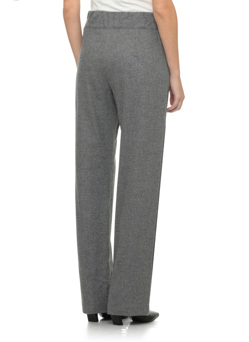 D. Exterior Grey Drawstring Wool-Blend Straight-Leg Pants