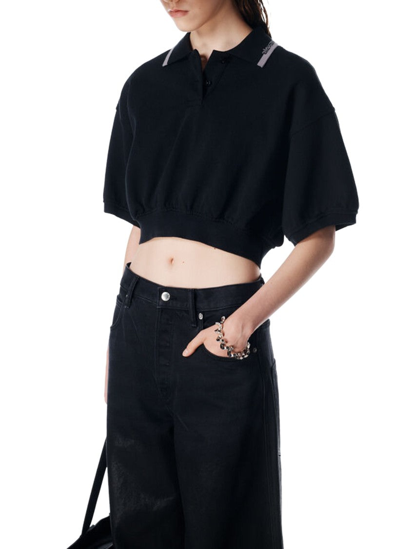 Alexander Wang Relaxed Cropped Cinched Polo Shirt