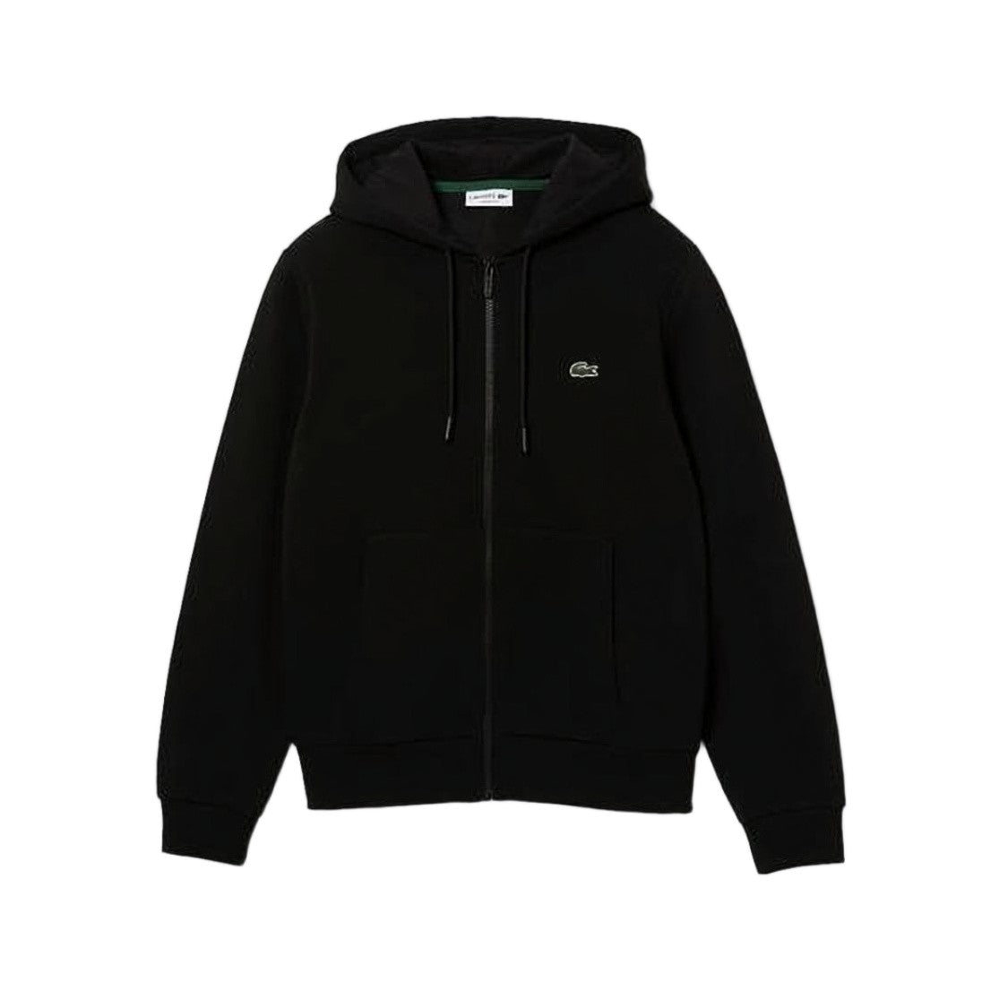 Lacoste Black Zip-Up Hoodie With Drawstring Hood