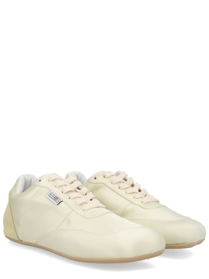 Mm6 By Maison Margiela Satin-Like Suede Heel Patch Sneakers
