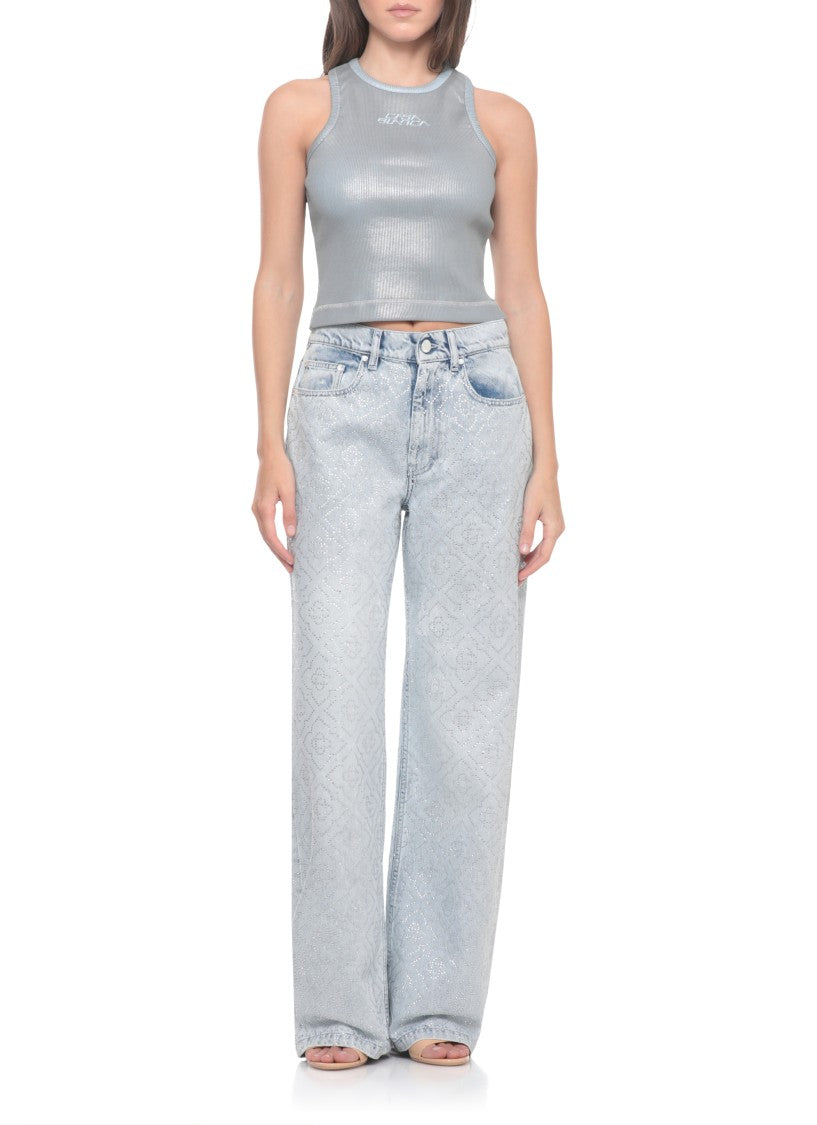 Casablanca Light Blue Hotfix Strass Jeans