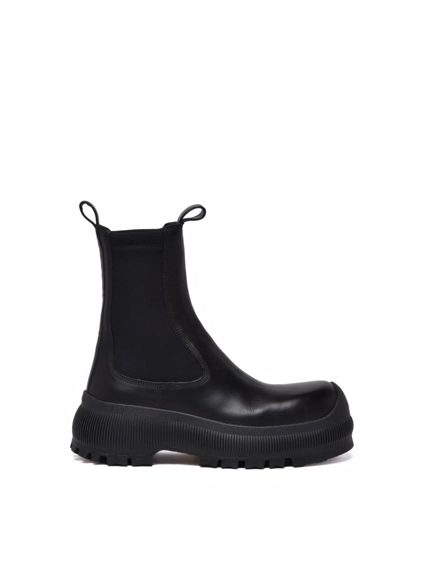 Jil Sander Black Leather Minimalist Ankle Boots