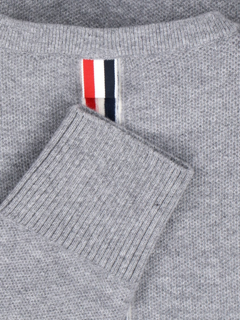 Thom Browne Tricolor Detail Crewneck Sweater – Grey