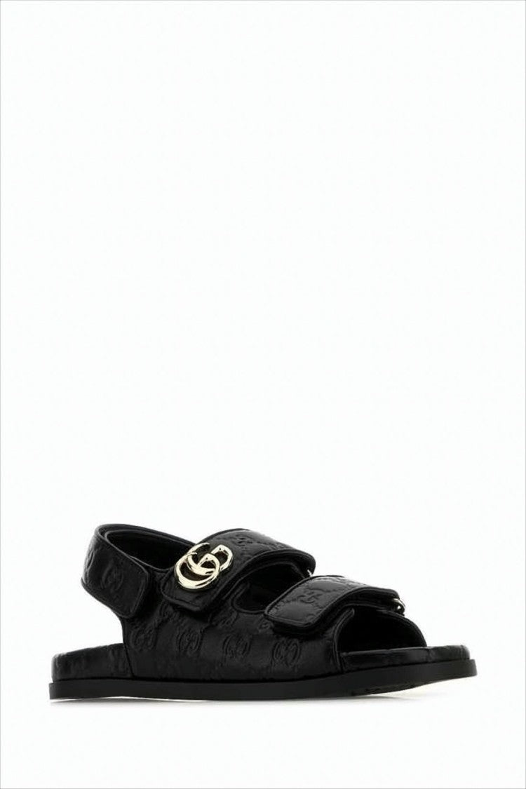 Gucci Black Leather Sandals
