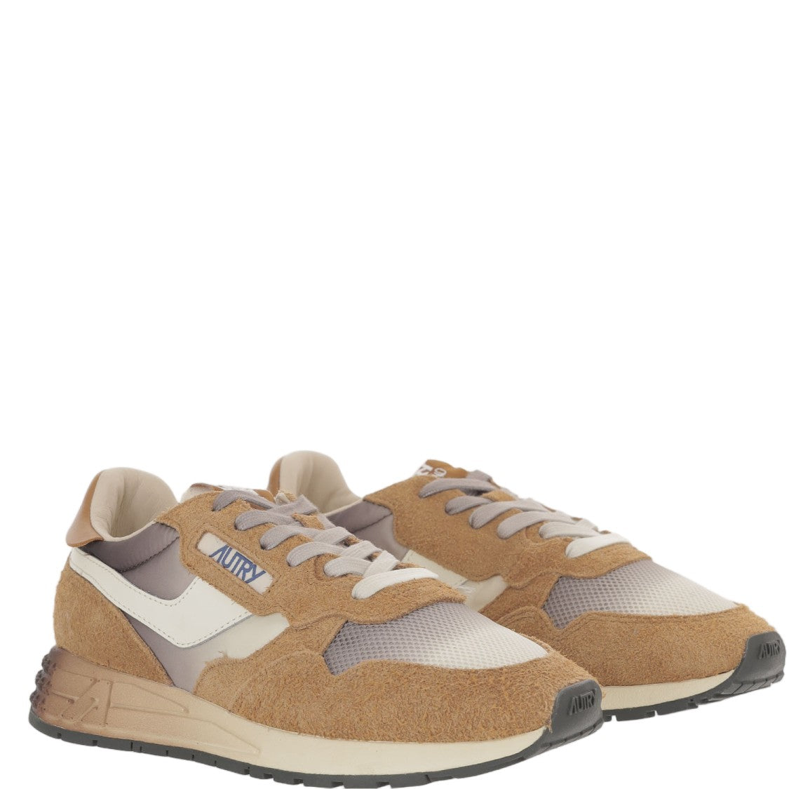 Autry Brown Leather Nylon Running Sneakers