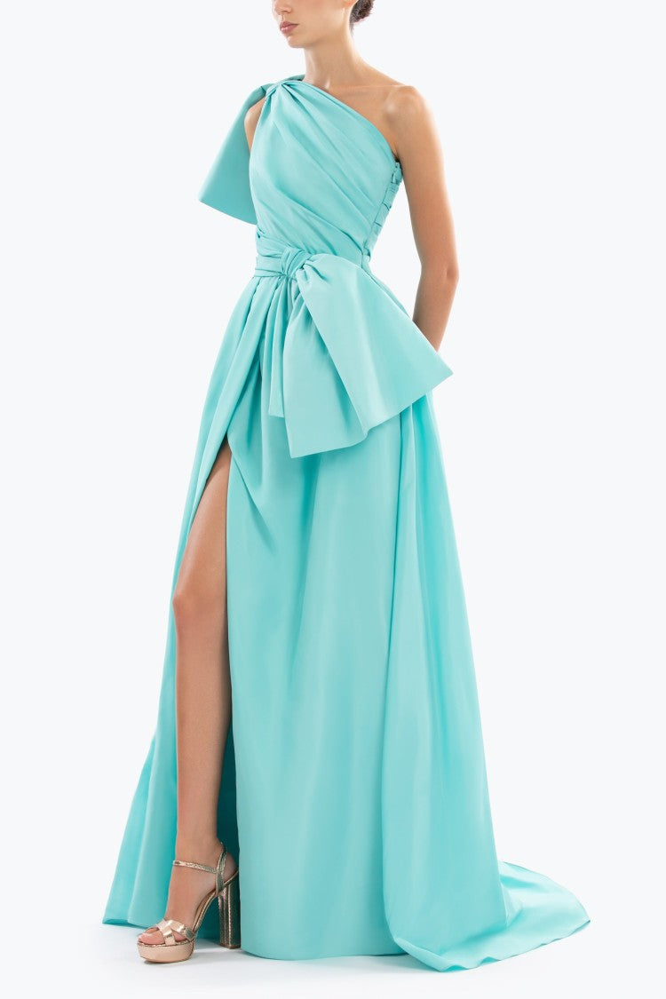 Saiid Kobeisy Aqua Sky Taffeta Evening Dress