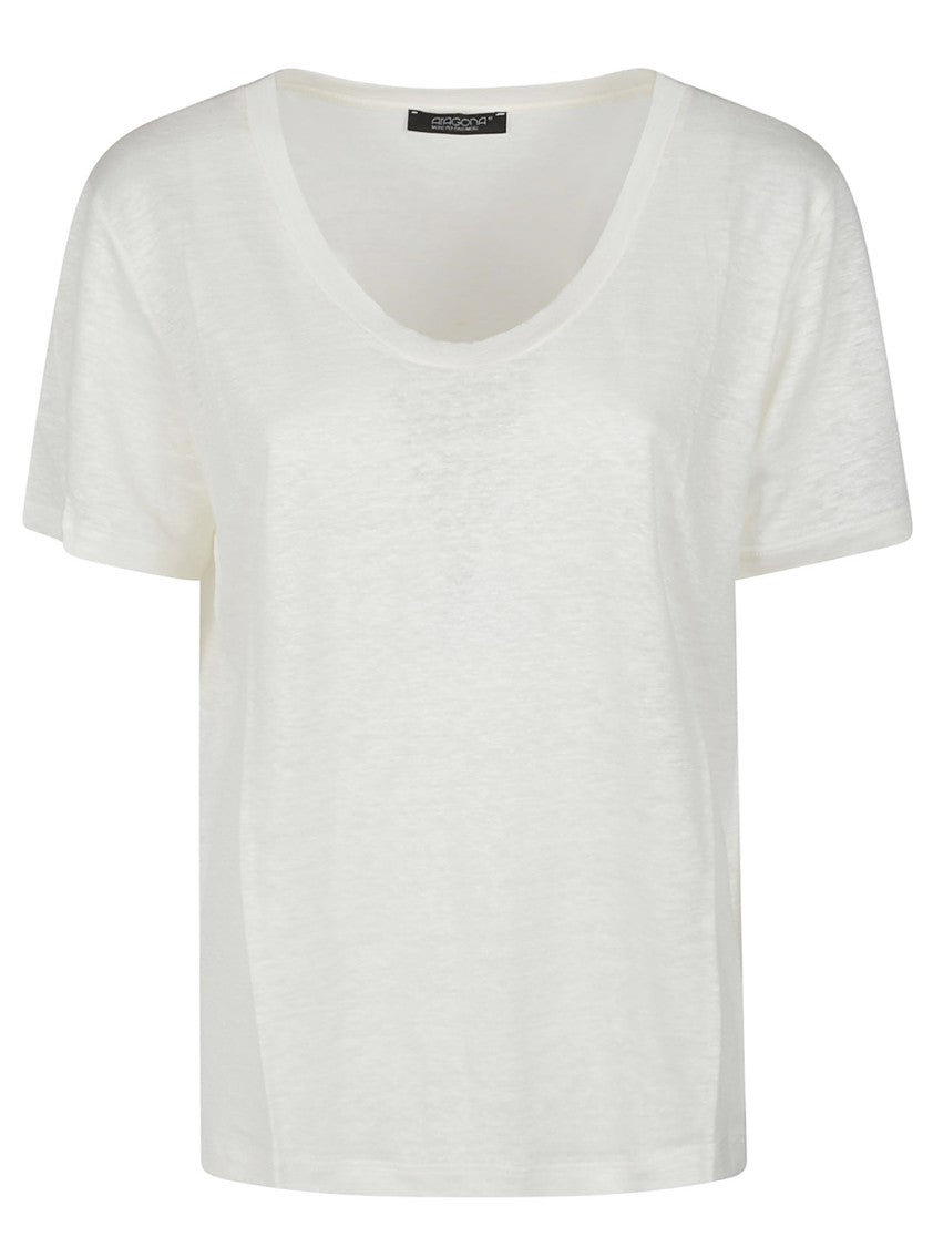 Aragona U Neck Breathable Linen T-Shirt