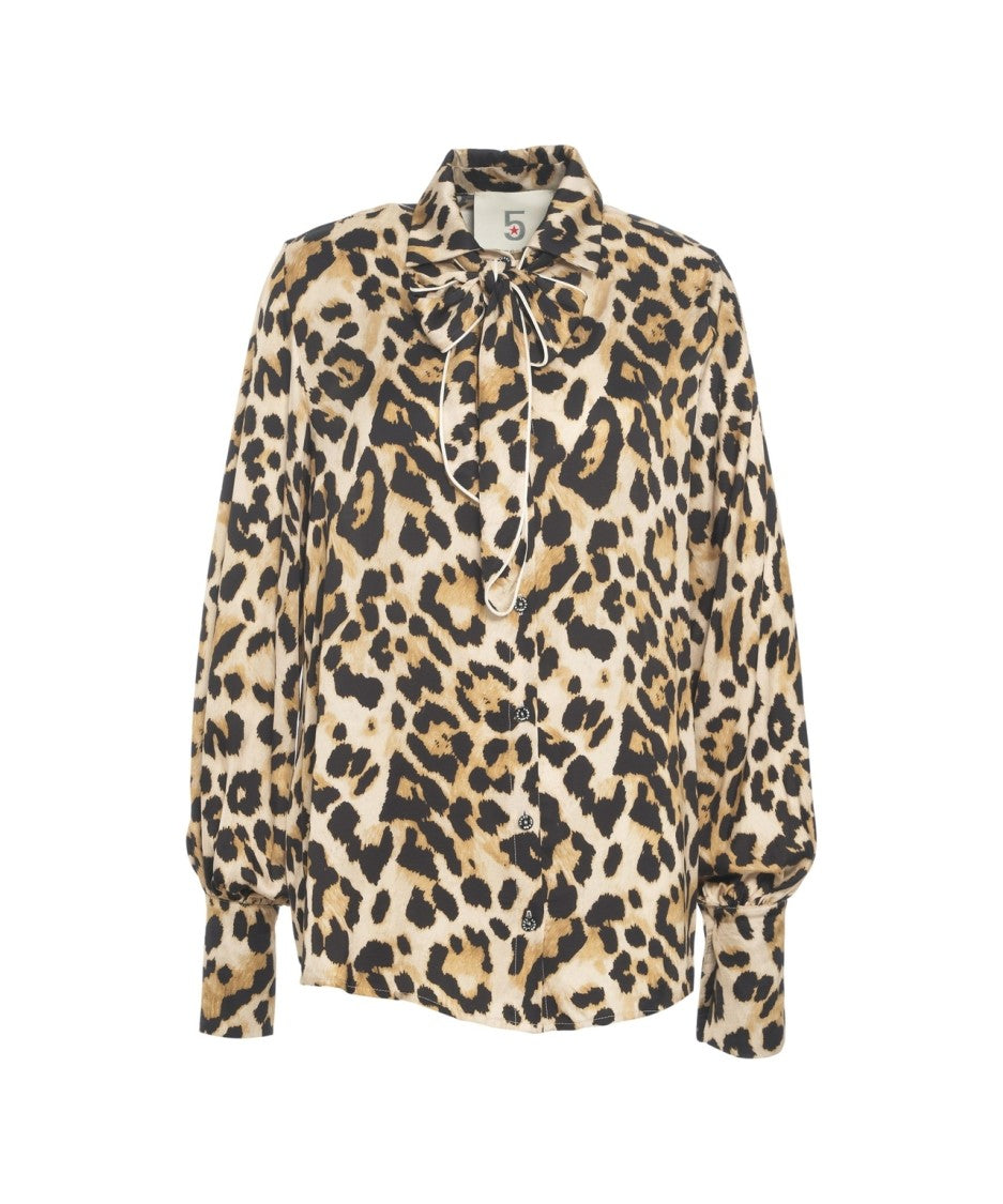 5 Progress Beige Blouse With Bow Tie Collar