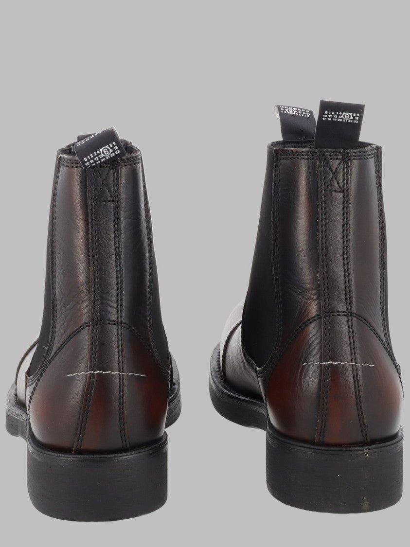 Mm6 By Maison Margiela Brown Polished Leather Slip-On Boots