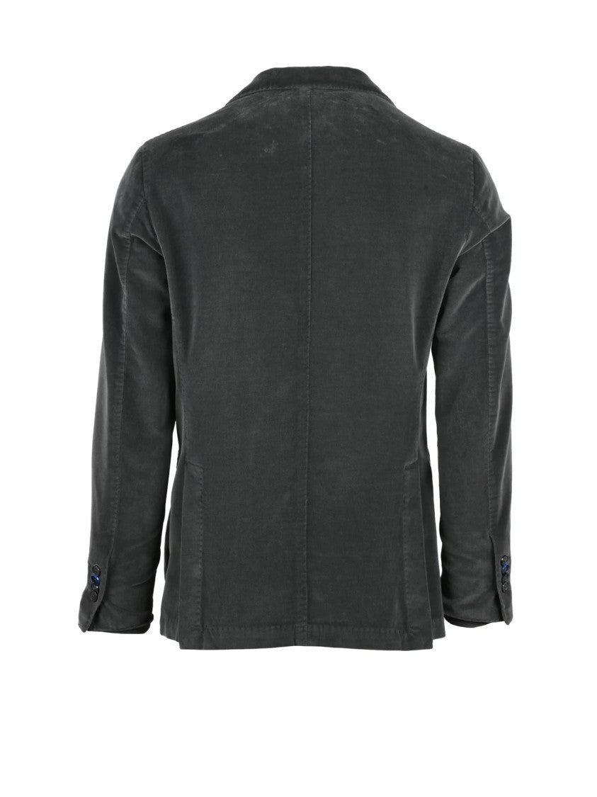 L.B.M. 1911 Two-Button Velvet Jacket With Rounded Silhouette And Soft Texture
