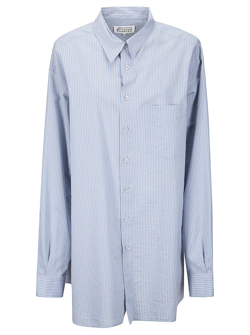 Maison Margiela Vertical Stripe Oversized Long-Sleeved Shirt With Front Pocket