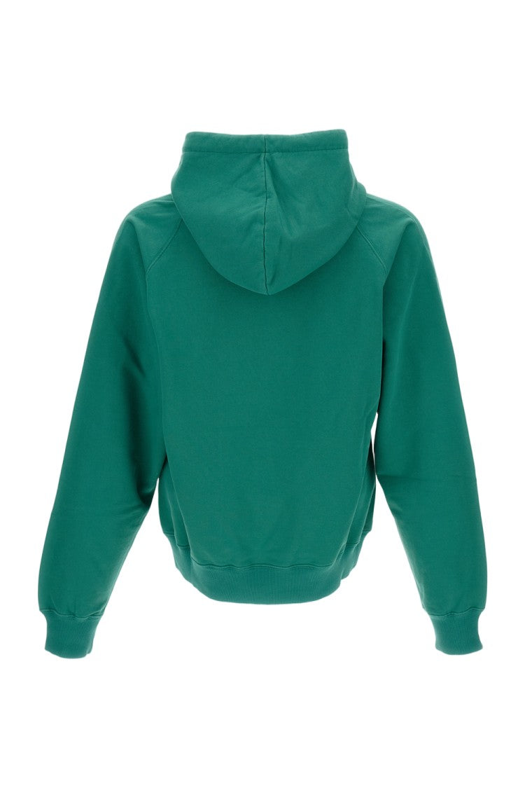 Alexander Mcqueen Cropped Green Hoodie With Wide Drawstring