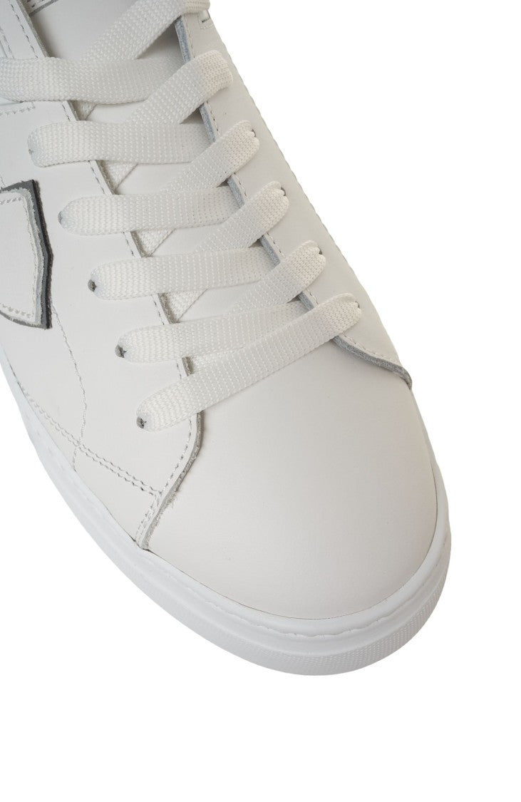 Philippe Model White Leather Sneakers With Contrasting Heel Detail
