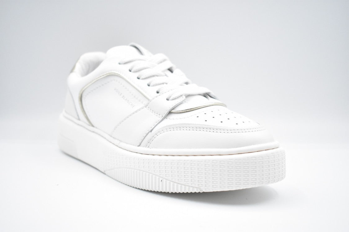 Voile Blanche Platinum White Sneakers With Metallic Accent