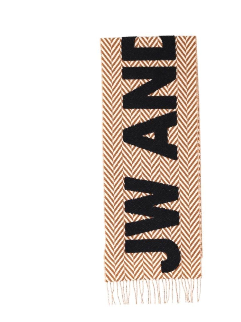 J. W. Anderson Brown Herringbone Fringed Virgin Wool-Blend Scarf