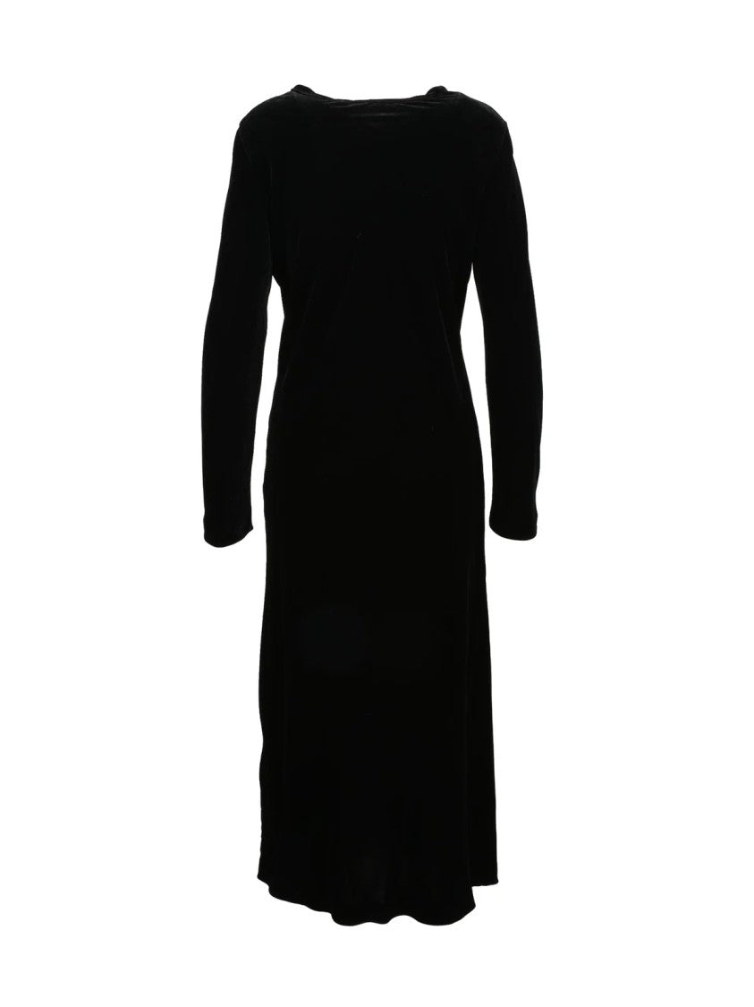 Aspesi Black Viscose-Blend Velvet Tunic Dress