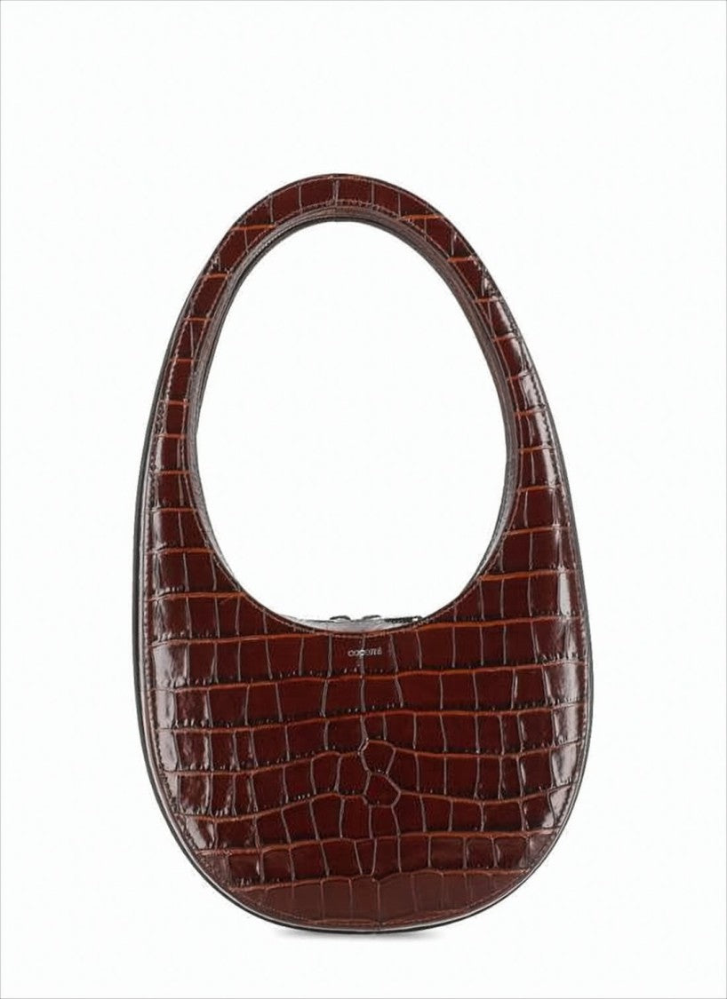 Coperni Crescent-Shaped Crocodile-Embossed Leather Tote Bag